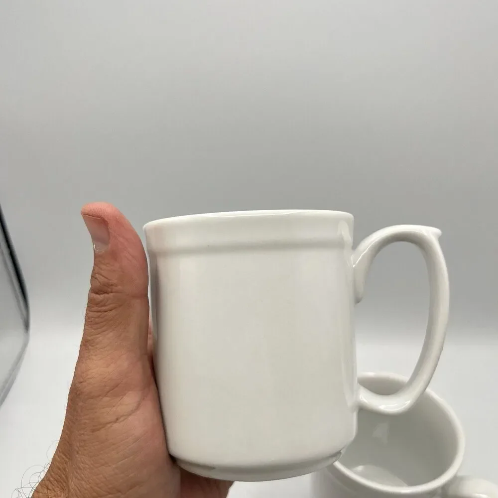 (2) William Sonoma Pantry Essentials White Coffee/Tea Mugs/Cups 3.75” 10 OZ